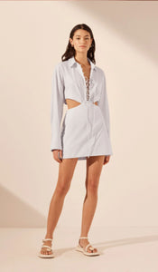 Shona Joy Amada Lace up cut out shirt mini dress - ice blue Size 6