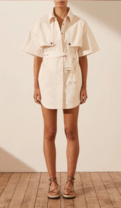 Shona Joy Anya Shirt Dress With Belt in Coconut - Size 8